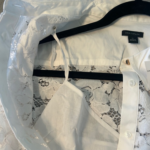 Ann Taylor White Lace Button-Up Blouse - Picture 9 of 12